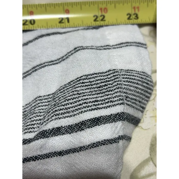 Per Se White And Black Striped Linen Crop Wide Leg Pants Women M Breezy Classic - Image 8