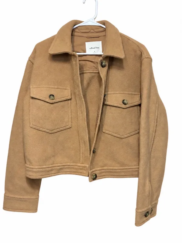 Wilfred Free Shirt Jacket Womens Size M Tan Autumn Shacket Merino Wool Aritzia - Image 3