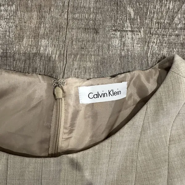 Calvin Klein Womens Dress Sleeveless Tan Khaki Gored Fully Lined Back Zip Size 4 - Image 4