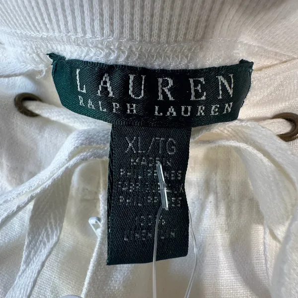 Lauren Ralph Lauren Ivory 100% Linen Cargo Pants Womens XL Drawstring Tie‎ Cuff - Image 3