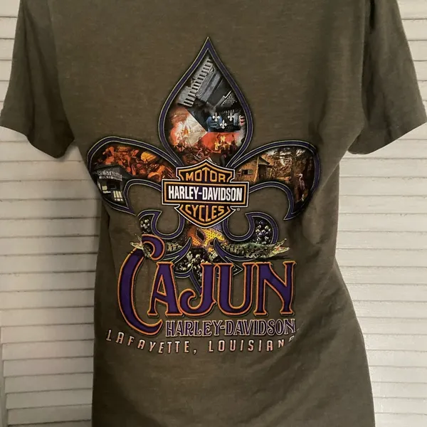 Harley Davidson olive green statement Cajun style! Small - Image 2