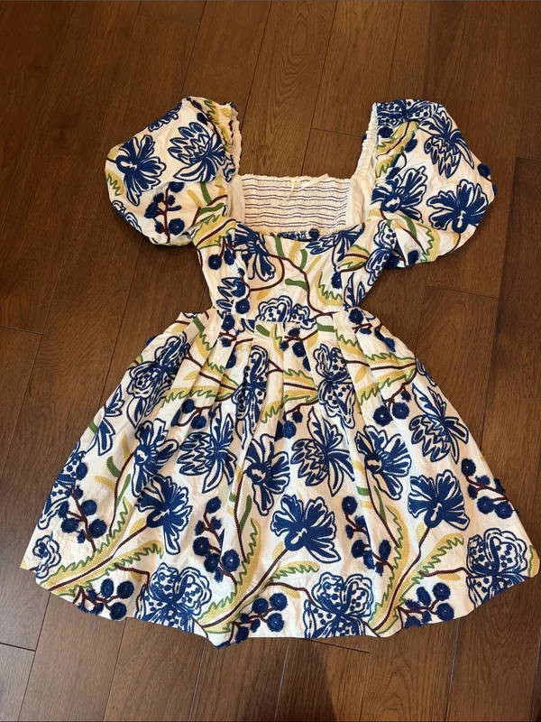 Anthropologie Puff-Sleeve Babydoll Mini Dress Size Large - C11-693 - Image 2