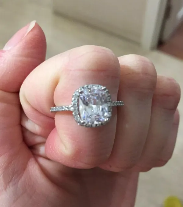 Real Silver 2Ct 1.5 cushion square engagement wedding 925 silver ring - Image 7