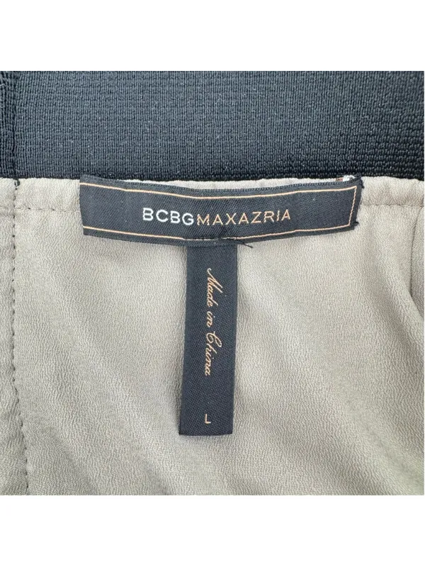BCBGMaxazria Sequined Mini Skirt Taupe Leaves Special Occasion Chic Designer L - Image 5