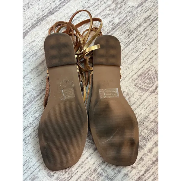 Steve Madden sandal,‎ gold, leather gladiator wrap 10 ankle - Image 2