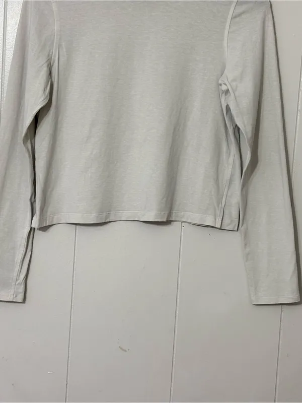 Lululemon Classic Fit Long Sleeve Top Bone Ivory Cotton Blend Tee (no size ) - Image 3