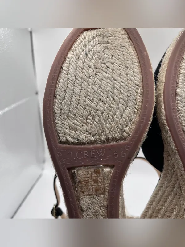 J.Crew Ankle-strap espadrille wedges black size 8 - Image 9