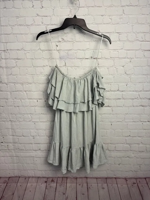 Lost in Lunar medium ruffled tiered blue grey coastal chic mini dress retro Med - Image 2