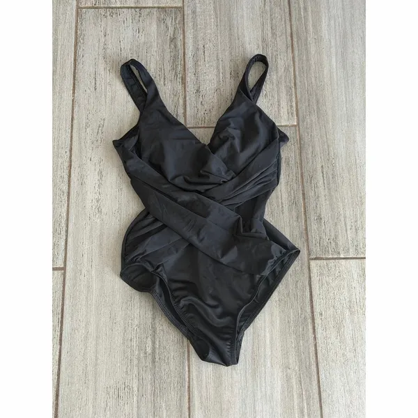 Miraclesuit Illusionists Crossover One Piece Swimsuit Black Slimming Womens US 8 - Image 5
