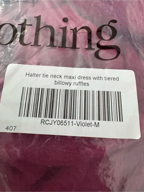 Rosa Clothing Halter Tie Neck Maxi Dress Tiered Billowy Ruffles Medium New - Image 2