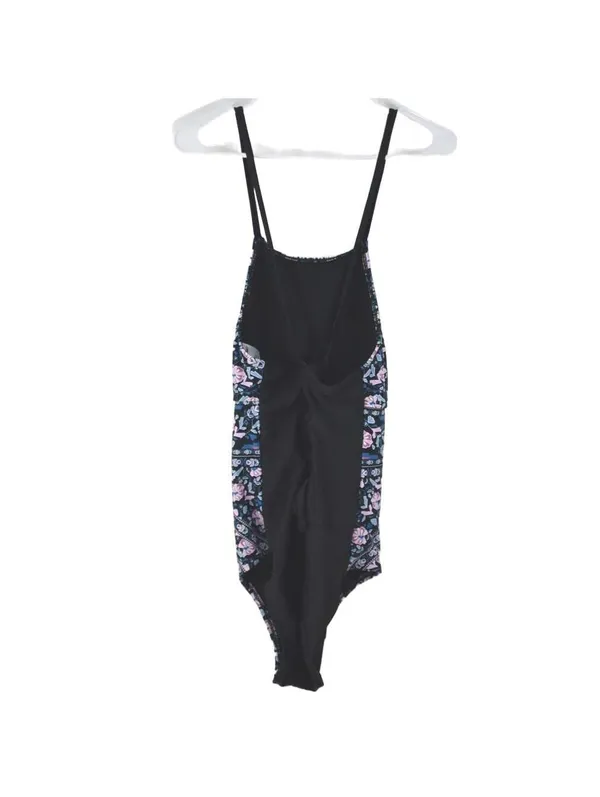 Mossimo Pink Blue Black Floral Criss Cross Back One Piece Swimsuit Size Medium - Image 4