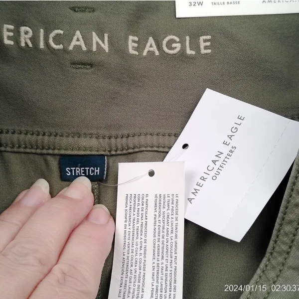 American Eagle Low-Rise Mini Skort A Line Pleated Tie Belt Olive Green Sz. 14 - Image 5