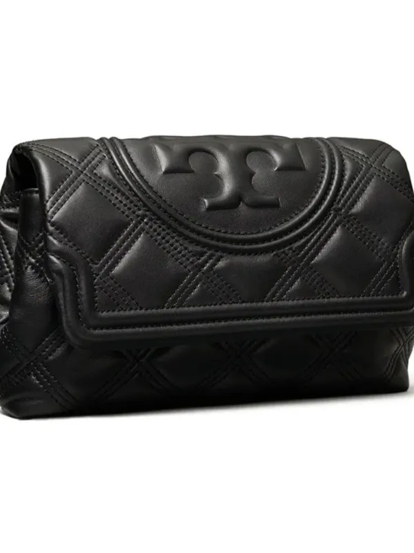 NWT Tory Burch Fleming Soft Quilted Leather Clutch Bag Black - Image 5