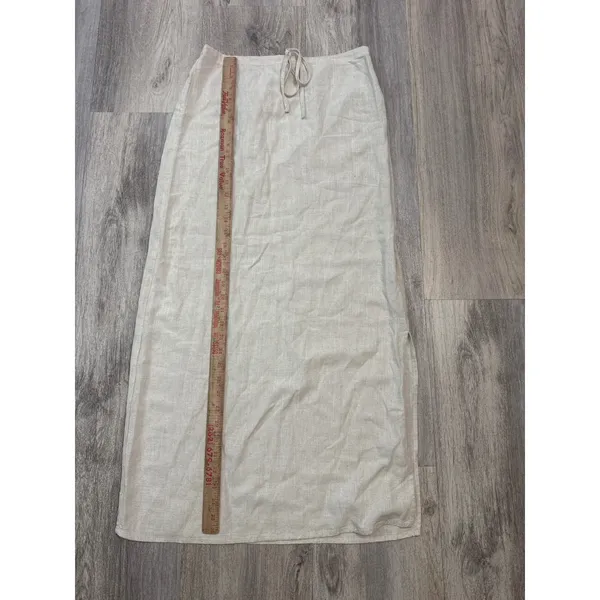 Song of Style Aimee Song‎ Linen Rayon Maxi Skirt Side Slit Beige Women Medium - Image 6
