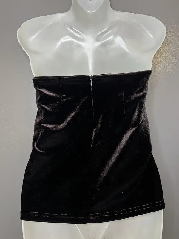 Forever 21 Tank Top Womens Medium Brown Velvet Strapless Lace Up Corset Party - Image 5