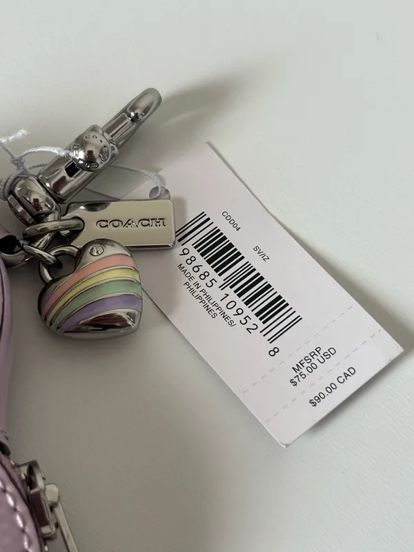 Coach Heart Bag Charm In Signature Leather With Heart Charm - Image 3