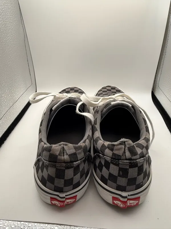 Vans Authentic Low Top Lace Ip Canvas Sneaker Checkerboard Black Grey Monochrome - Image 4