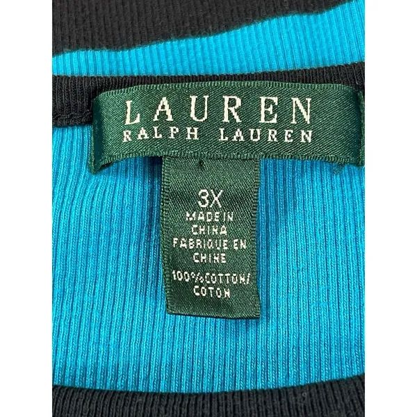 Lauren Ralph Lauren Women’s 3X Stripe Cotton Ribbed Knit Top Button Shoulder - Image 7