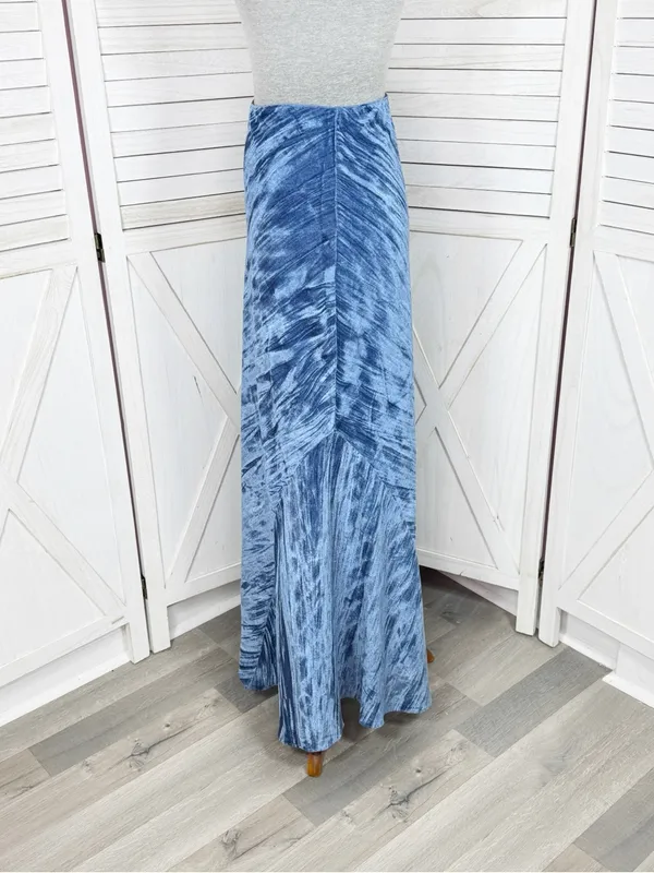 Free‎ People Noa Crushed Velvet Maxi Slip Skirt Royal Blue Small Boho Chic - Image 3