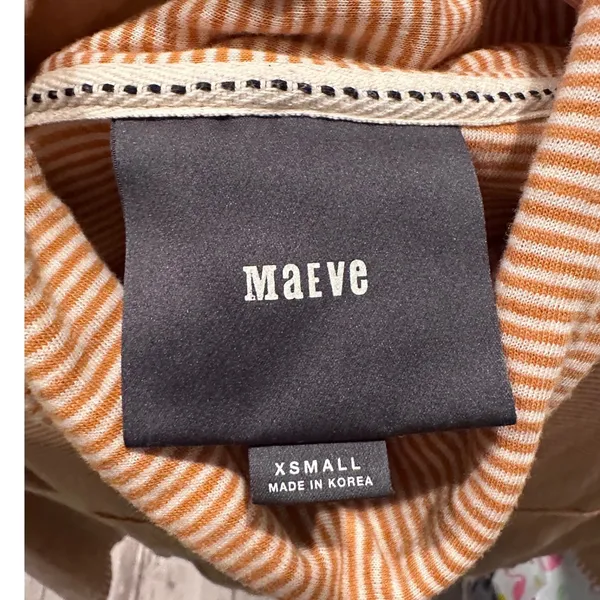 Anthropologie Maeve‎ Striped Cowl Neck Mustard Tai Sweater Top Size XS - Image 4