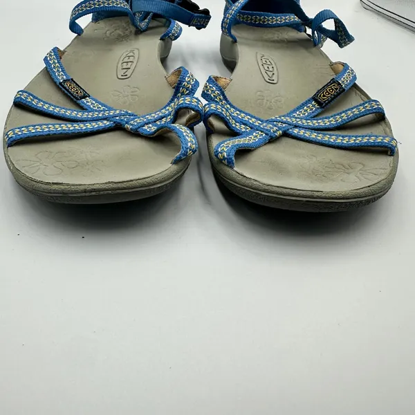Keen Emerald City Strappy Sandals Blue Yellow Woven Ankle Strap Womens 8 - Image 2