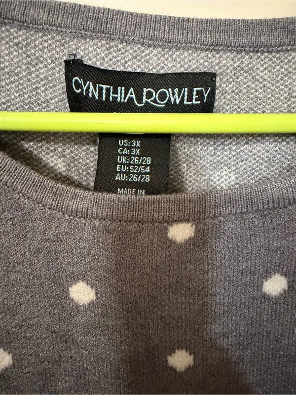 Cynthia Rowley Gray Polka Dot Scoop Neck Sweater - Image 3