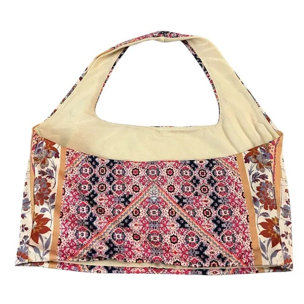 Free People Movement Womens M Hater Crop Top Cream Pink Rust Boho Print Yoga New - Image 2