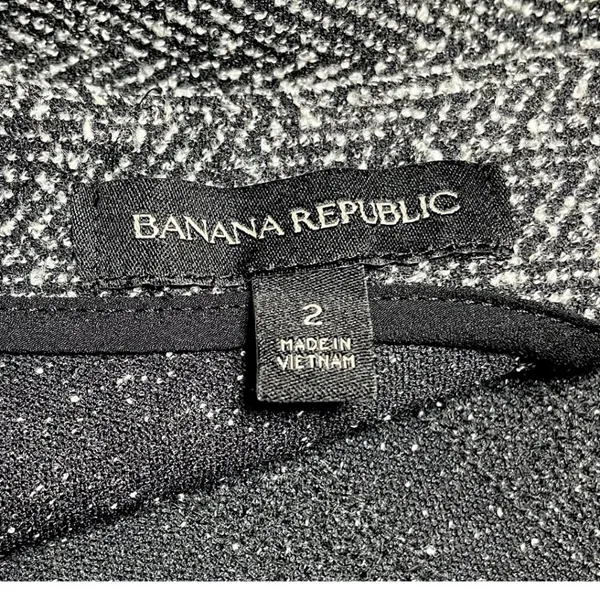 Banana Republic Shell Top Herringbone Grey Zipper Back Sequin Women's Size 2 - Image 6