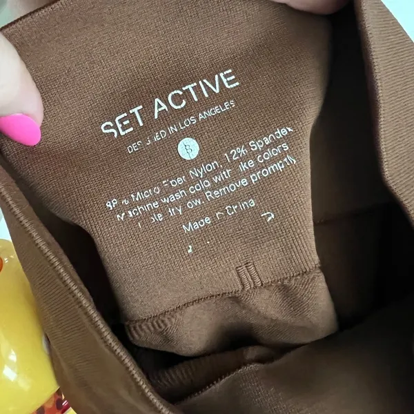 SET ACTIVE seamless ribbed leggings sportbody nude caramel dugout high rise tan - Image 3
