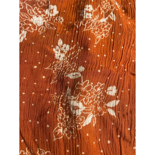 Three Dots Rust Floral Ditsy Dot Smocked High Waist Wide Leg Palazzo Pants M - Image 2