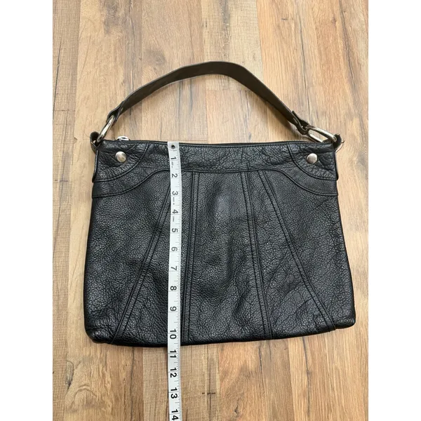 HOBO International Black Pebbled Leather Shoulder Hobo Bag Purse Zip - Image 8