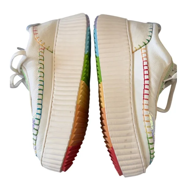 Dolce Vita Dolen Rainbow Stitch Iridescent White Sneaker Pride LGBTQ - Image 3