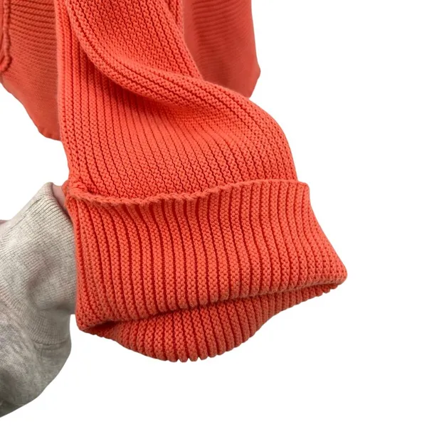 Free People La Brea Sweater V-Neck Ribbed Cuffed‎ Sleeve Coral Orange Size Large - Image 8