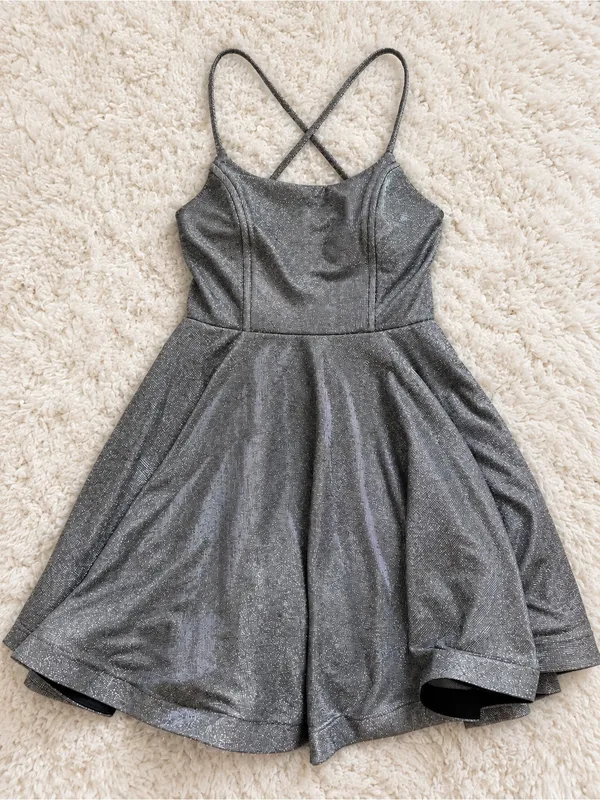 Speechless Glitter Homecoming Skater Mini Dress – Silver – 5 - Image 5