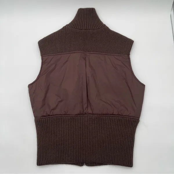 Vtg Y2K Twenty One Brown Puffer & Knit Vest Zip Up Chunky 2000s Size Large - Image 6
