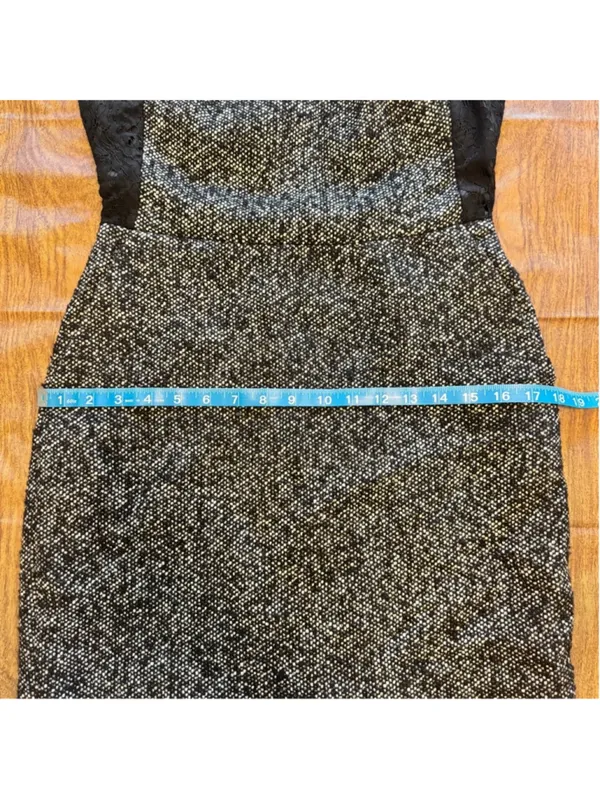 Women's J. Crew Lace and Tweed Wool Sheath Dress Size 0 Black and White - Image 12