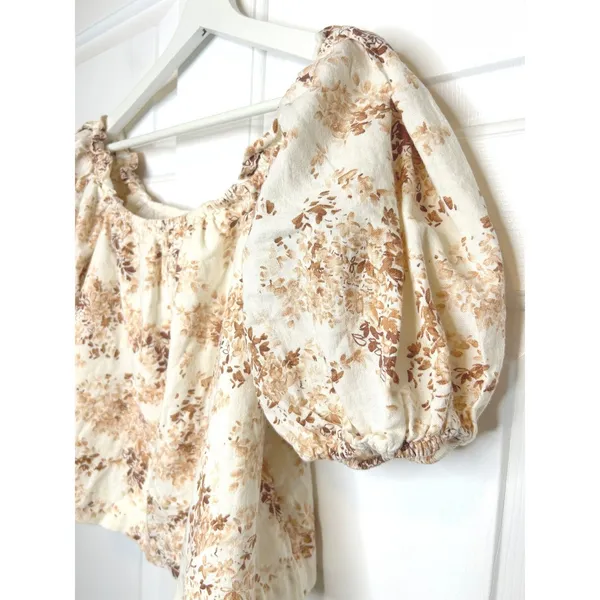 Abercrombie & Fitch Floral‎ Puff Sleeve Linen Top XS - Image 3