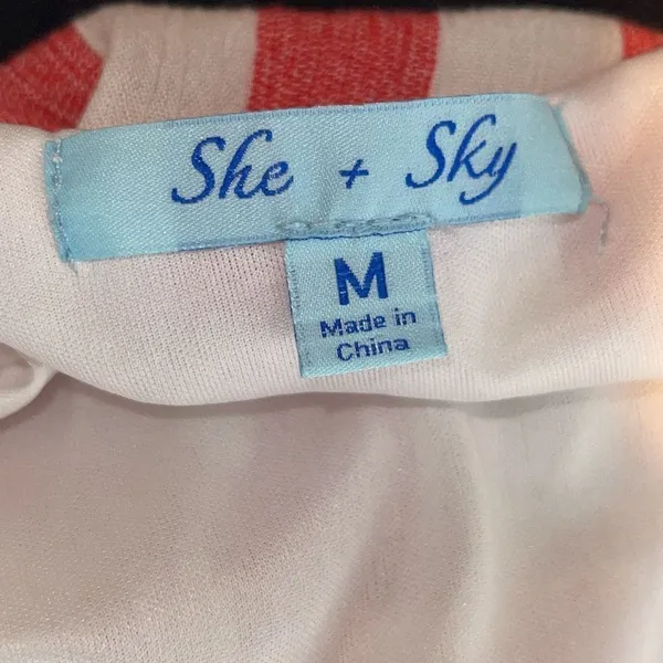 She + Sky Womens Striped‎ Adjustable Strap Tiered Maxi Dress White Coral Medium - Image 8