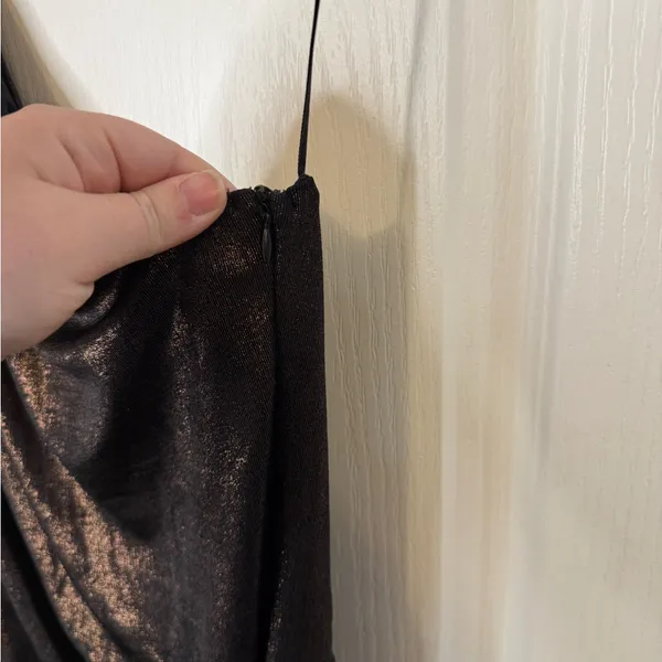 Zara One-Shoulder Shimmer Dress in Black - Image 8