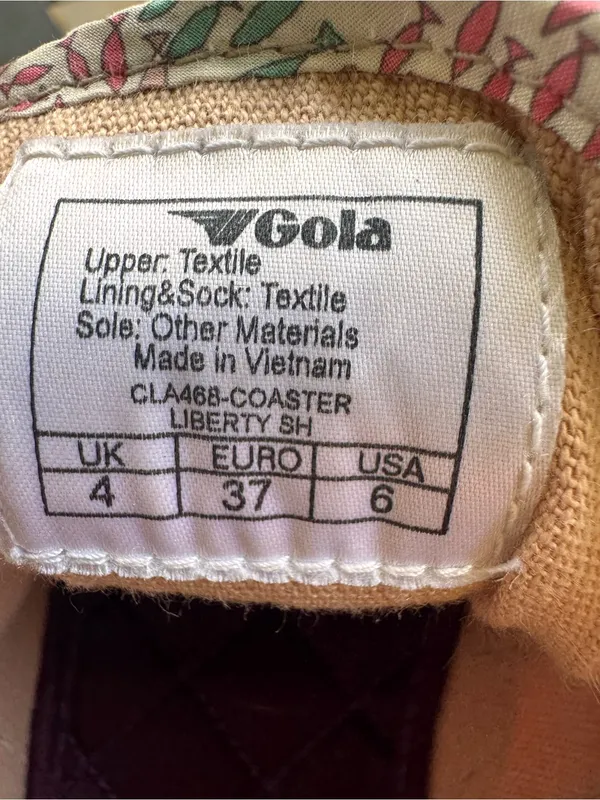 Gola Coaster‎ Liberty SIH Floral Sneakers Women’s US 6 Canvas Suede - Image 2
