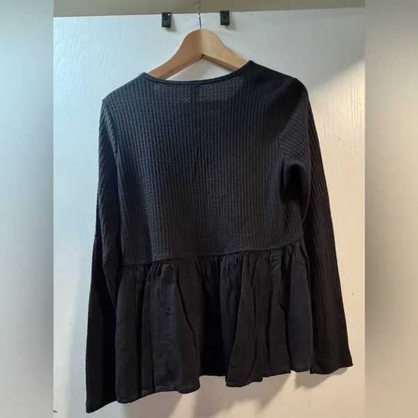 Altar'd State Black Textured Long Sleeve Blouse - Image 2