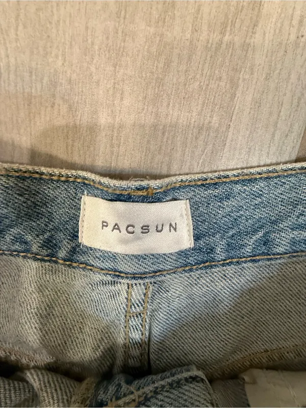 PacSun Light Blue Distressed High-Rise Denim Shorts - Image 4