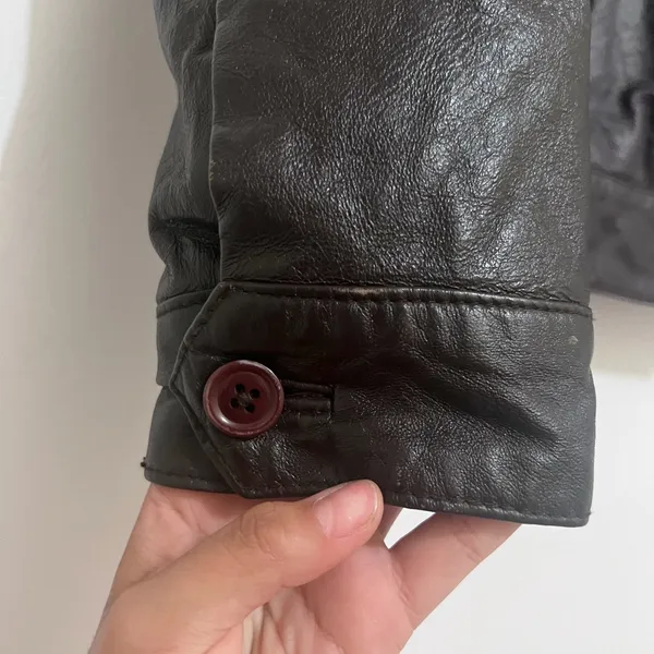 Vintage Santa Fe Leather Brown Full zip Bomber Jacket Lg Moto - Image 5