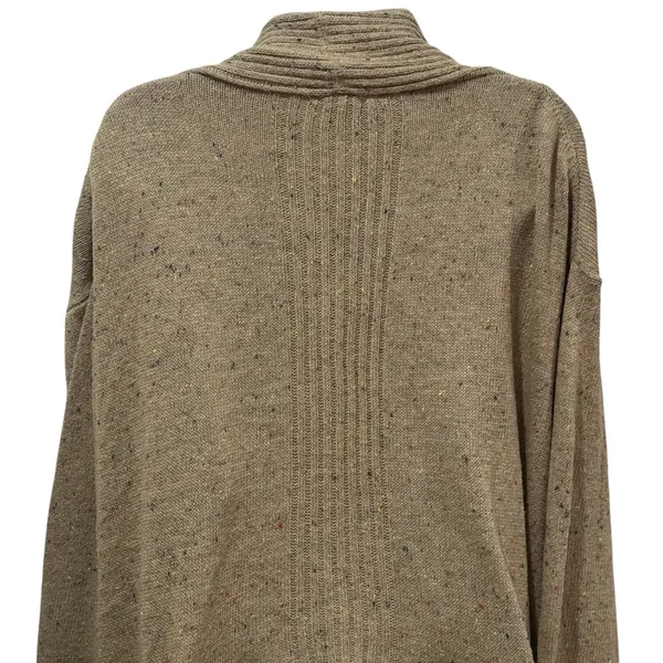 NEW‎ Easel Tan Multicolor Micro Dot Ruffle Cardigan Holiday Wool Blend Cozy L - Image 6