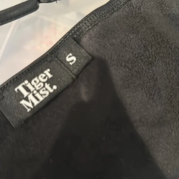 Tiger Mist Black Faux Leather Lace Up Tank Top - Image 5