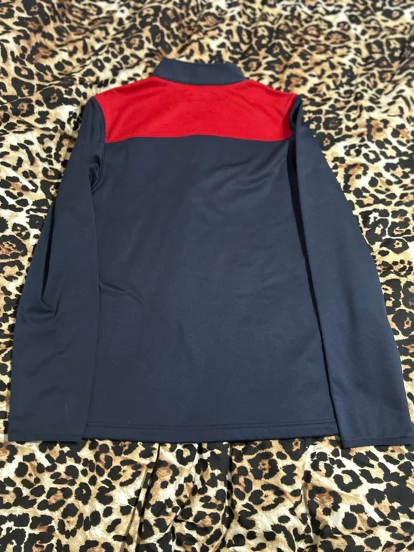 NFL Navy Blue and Red Quarter-Zip Sweater - Image 4