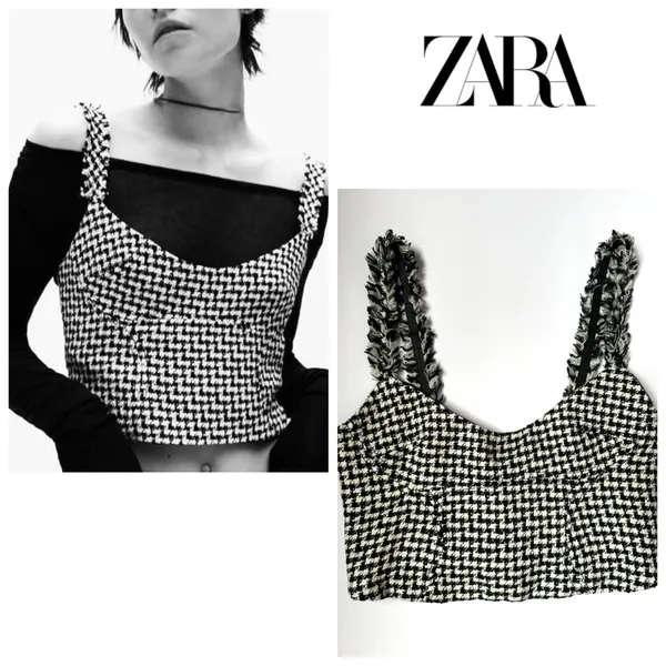 Zara |‎ Monochrome Houndstooth Tank Top | women’s Sz XS - Image 2