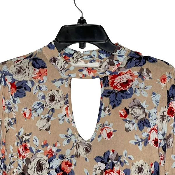 Altar'd‎ State Blouse Size Small Tan Multi Color Floral Flare Sleeves Womens Top - Image 2