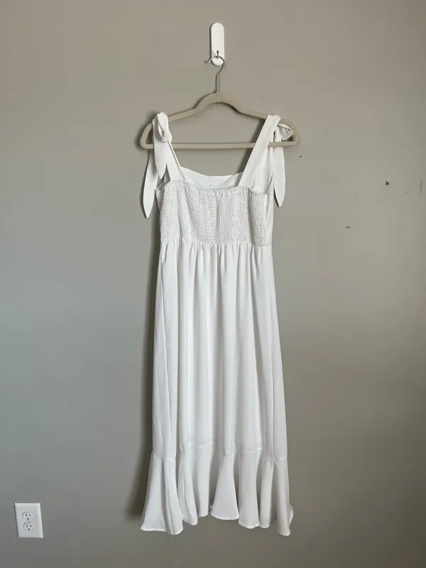 ANRABESS | White Tie-Shoulder Maxi Dress Sz M - Image 6