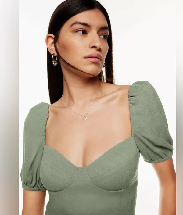 BNWT Aritzia Wilfred Novella Short Sleeve Blouse Top Pastel Sage Green - Image 6